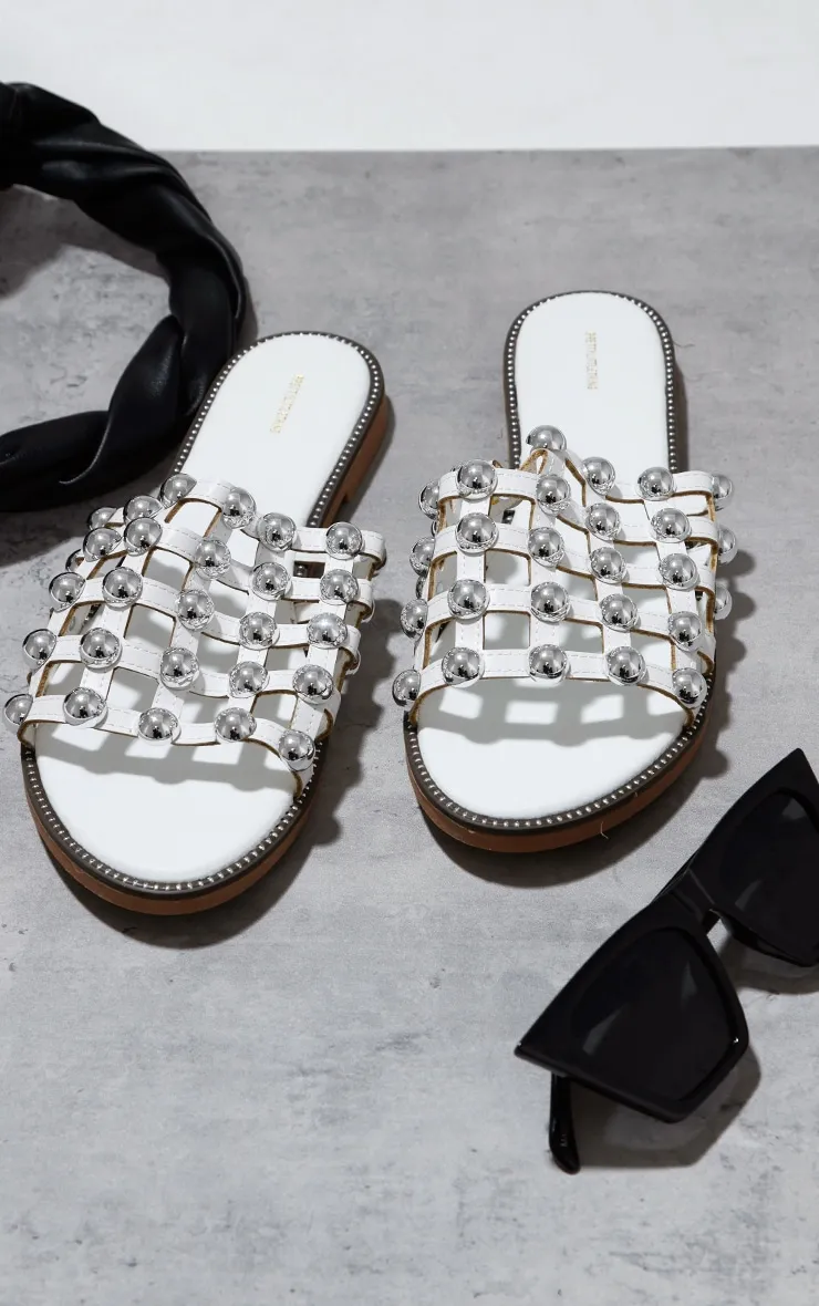Alisa White Large Studded Sliders sold by Pretty Little Thing product image thumbnail 3
