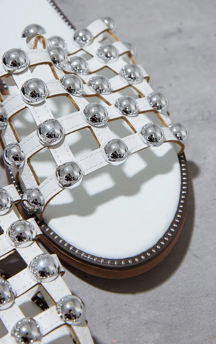 Alisa White Large Studded Sliders sold by Pretty Little Thing product image thumbnail 4