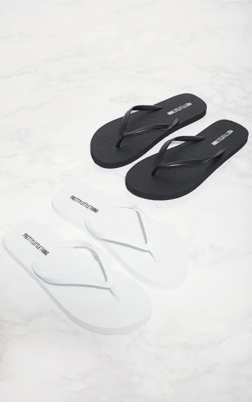 Black & White Flip Flops 2 Pack sold by Pretty Little Thing
