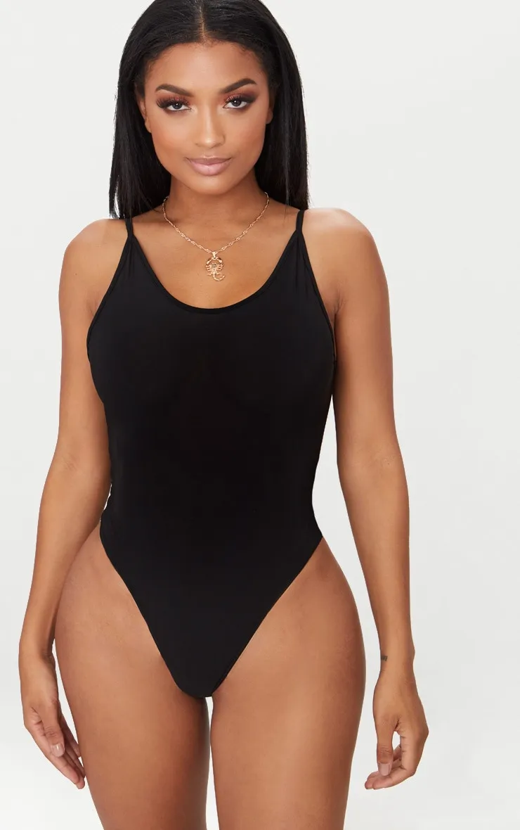 Shape Black Strappy Scoop Back Bodysuit sold by Pretty Little Thing