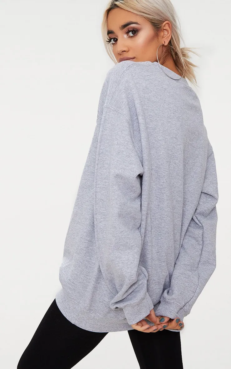 Grey Marl California Slogan Oversized Sweatshirt sold by Pretty Little Thing product image thumbnail 2