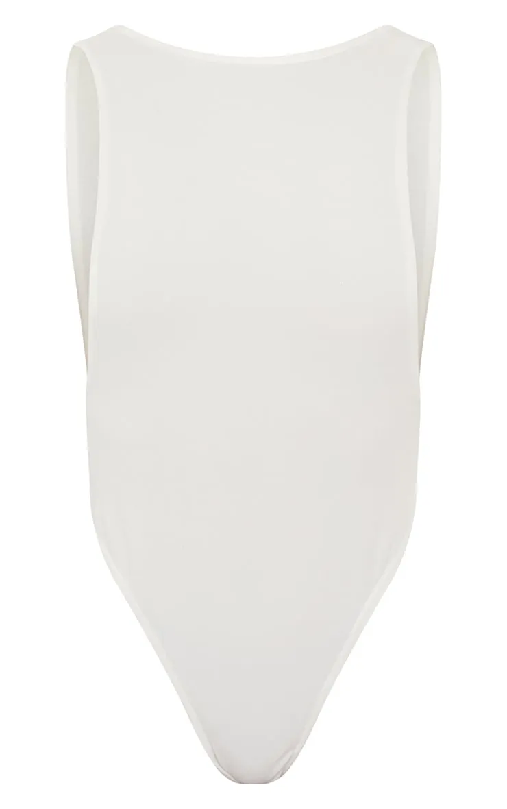 White Crepe Side Boob Thong Bodysuit sold by Pretty Little Thing product image thumbnail 5