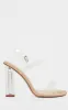 Clear Block Heel Strappy Sandal sold by Pretty Little Thing