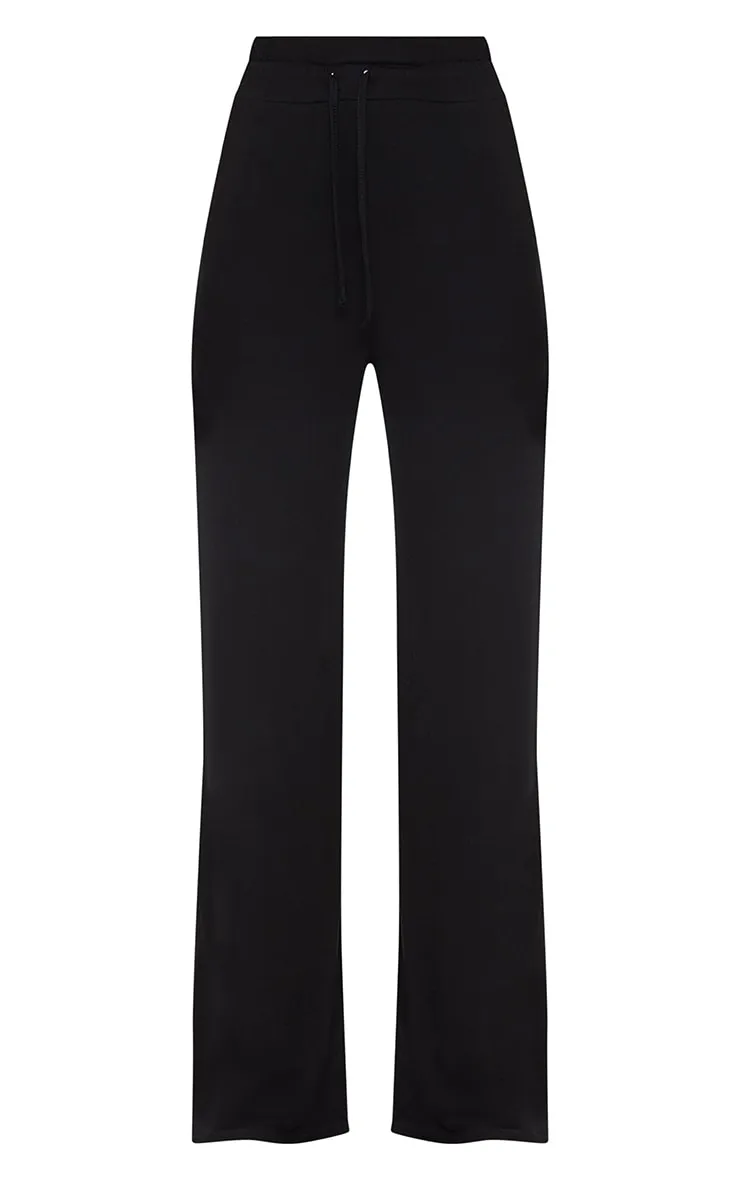 Black Drawstring Jersey Wide Leg Trousers sold by Pretty Little Thing product image thumbnail 3