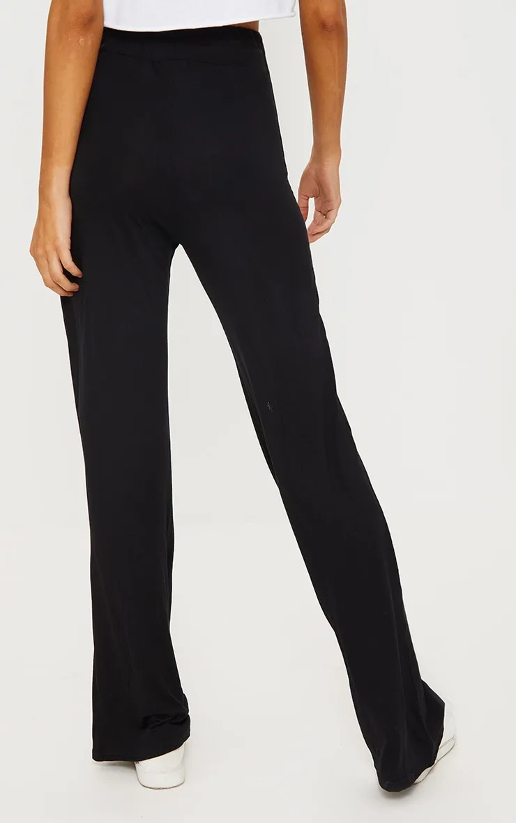 Black Drawstring Jersey Wide Leg Trousers sold by Pretty Little Thing product image thumbnail 4