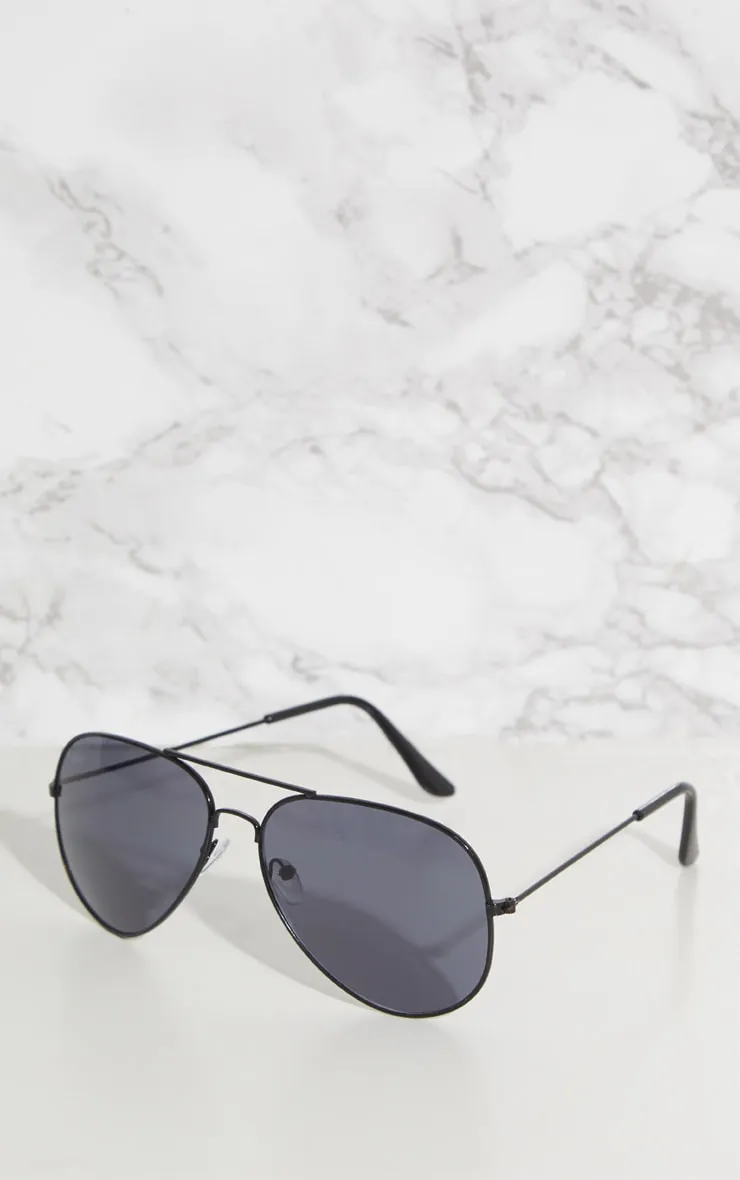 Black Metal Aviator Sunglasses sold by Pretty Little Thing product image thumbnail 3