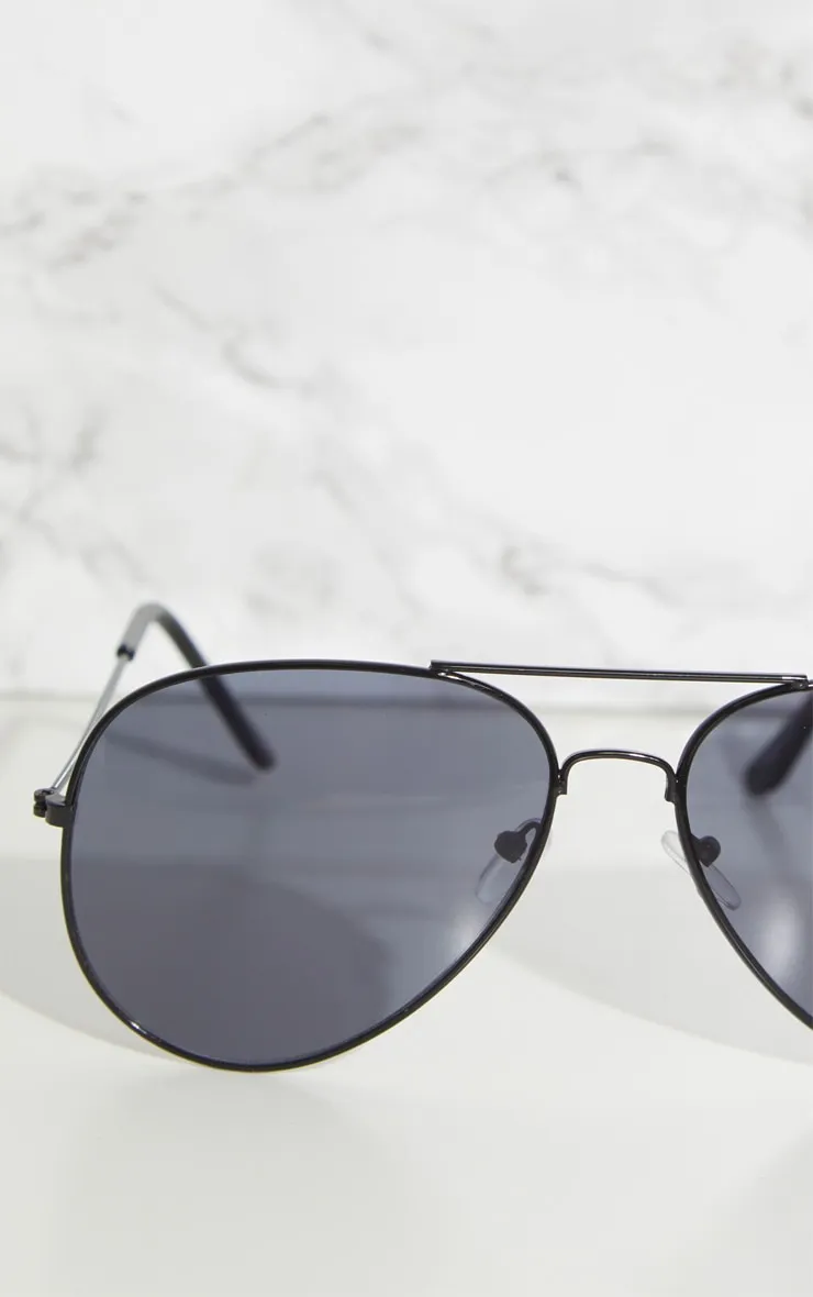 Black Metal Aviator Sunglasses sold by Pretty Little Thing product image thumbnail 4