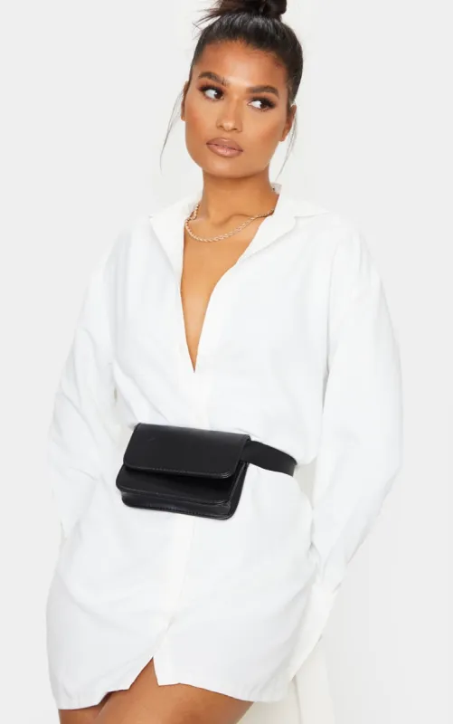 Black PU Rectangle Bum Bag sold by Pretty Little Thing