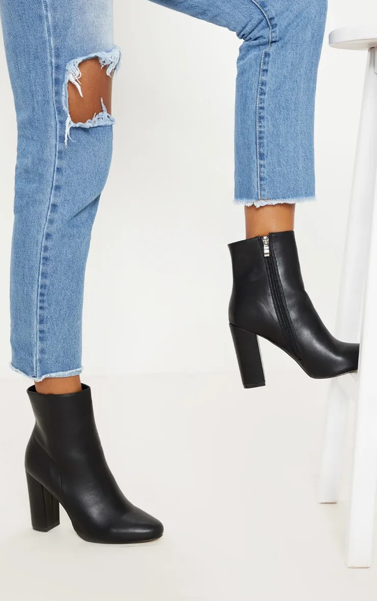 Behati Black Faux Leather Ankle Boot sold by Pretty Little Thing