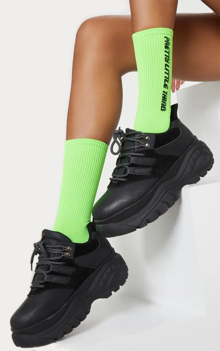 PRETTYLITTLETHING Neon Green Logo Socks sold by Pretty Little Thing
