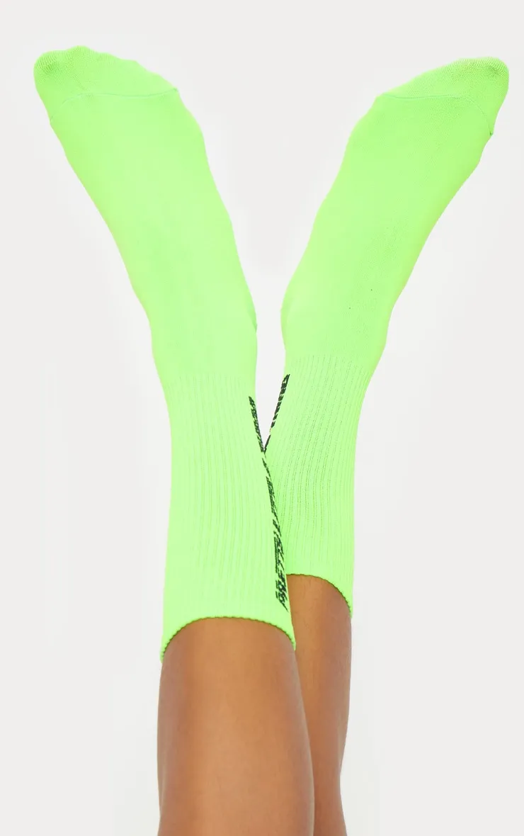PRETTYLITTLETHING Neon Green Logo Socks sold by Pretty Little Thing product image thumbnail 2