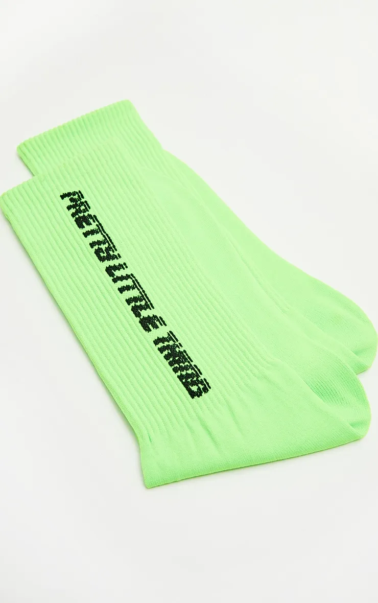 PRETTYLITTLETHING Neon Green Logo Socks sold by Pretty Little Thing product image thumbnail 3