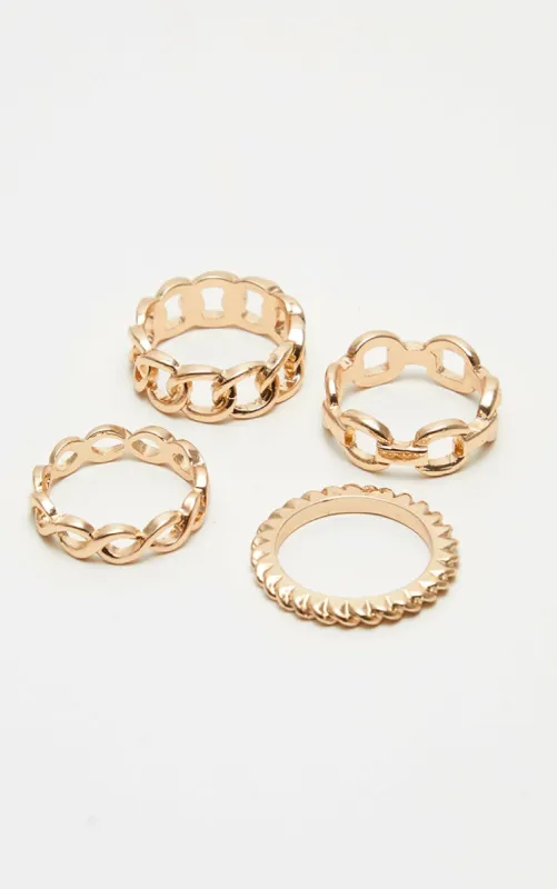 Gold Chain Link Multi Ring Set sold by Pretty Little Thing