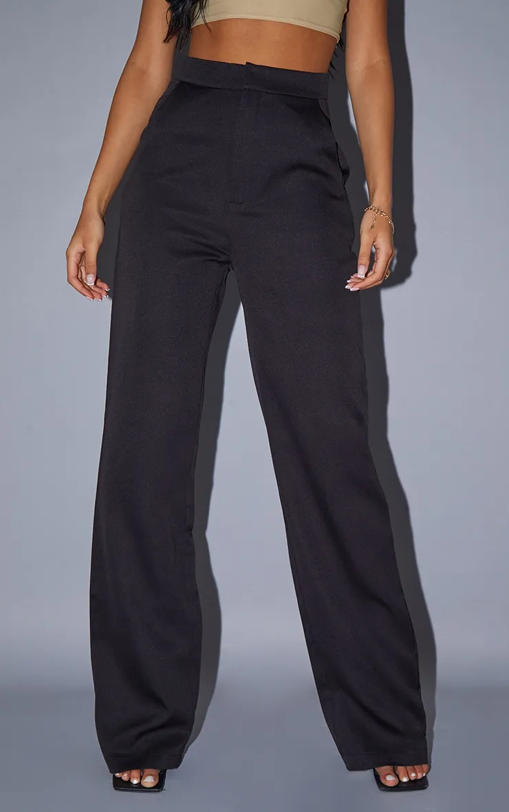 Tall Black Pocket Detail High Waisted Wide Leg Trousers sold by Pretty Little Thing product image thumbnail 2
