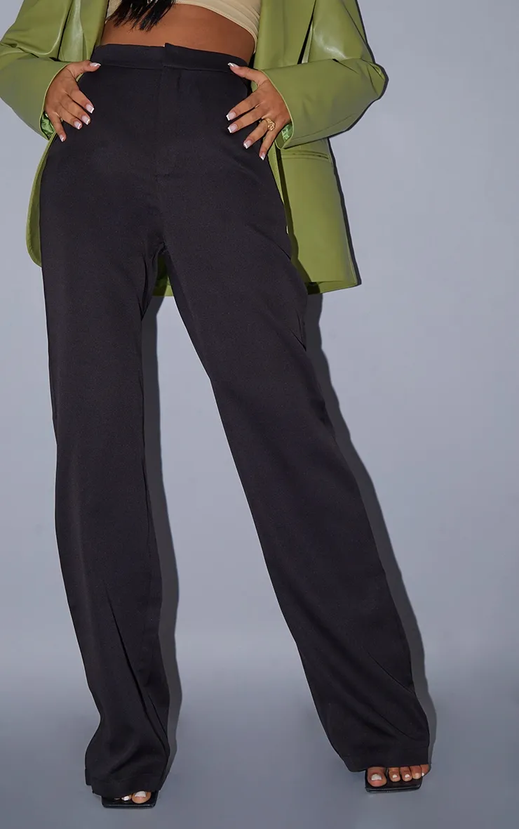 Tall Black Pocket Detail High Waisted Wide Leg Trousers sold by Pretty Little Thing product image thumbnail 4