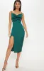 Emerald Green Strappy Satin Cowl Midi Dress sold by Pretty Little Thing