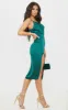 Emerald Green Strappy Satin Cowl Midi Dress sold by Pretty Little Thing