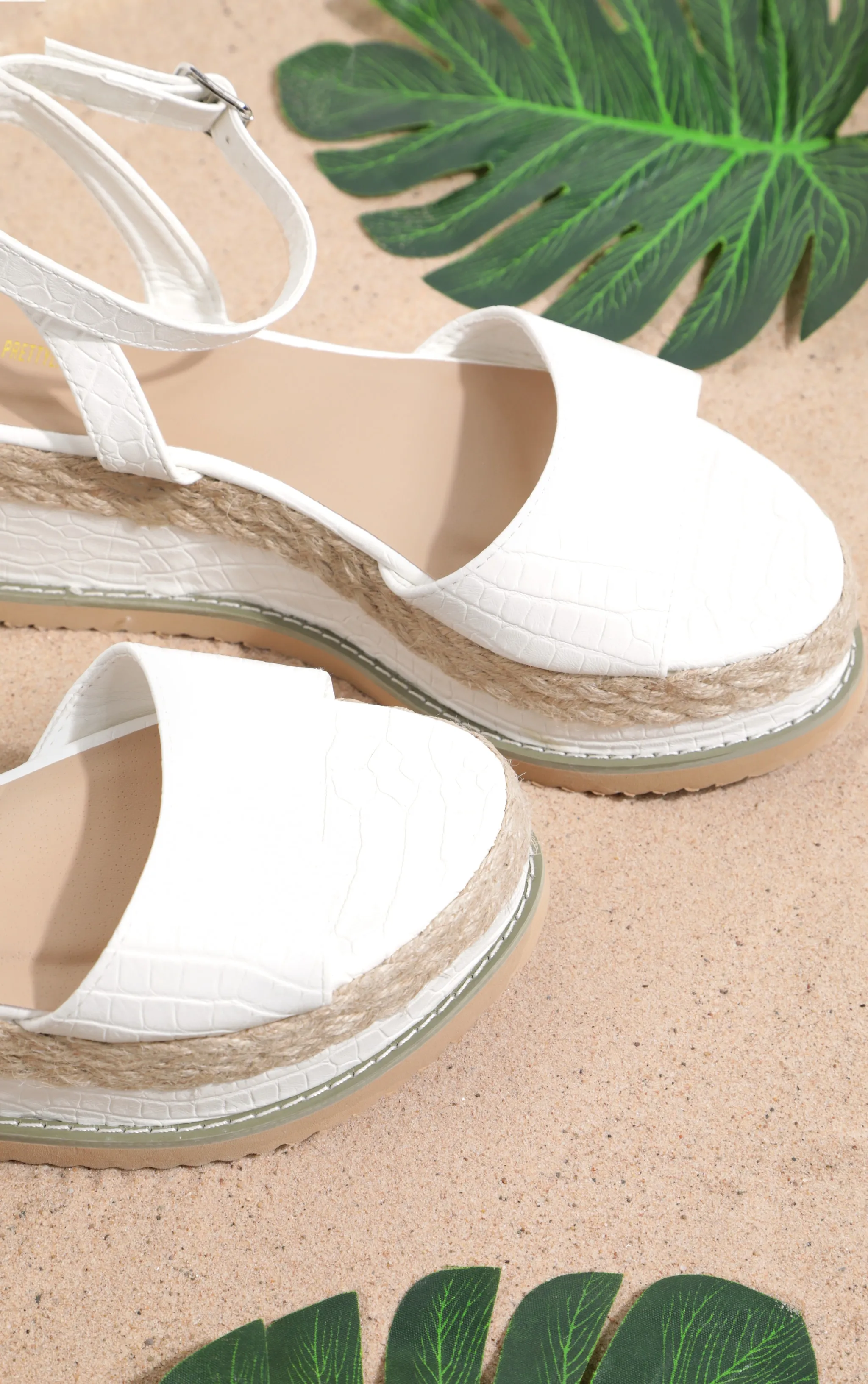 White Croc Faux Leather Flatform Sandal sold by Pretty Little Thing product image thumbnail 4