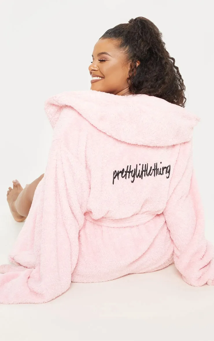 PRETTYLITTLETHING Plus Pink Fluffy Dressing Gown sold by Pretty Little Thing