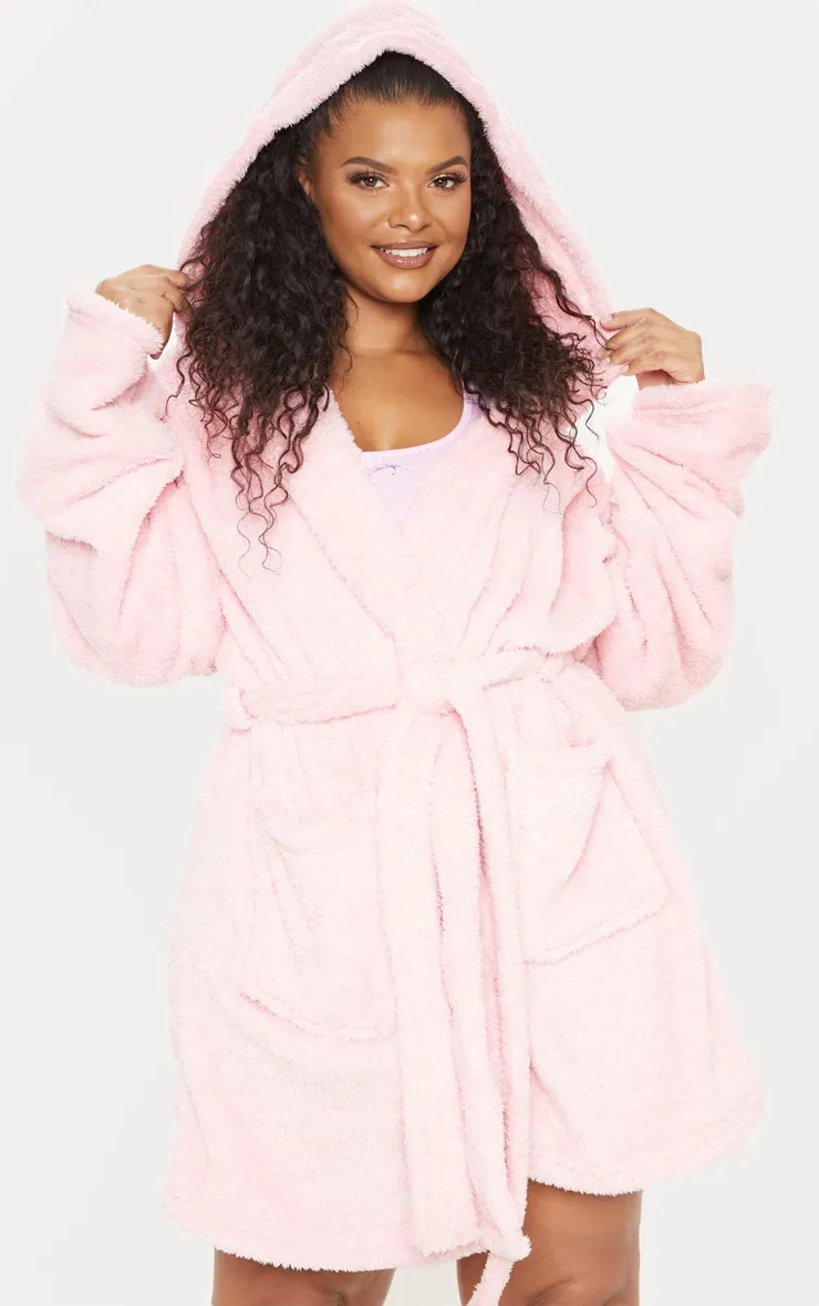 PRETTYLITTLETHING Plus Pink Fluffy Dressing Gown sold by Pretty Little Thing product image thumbnail 4