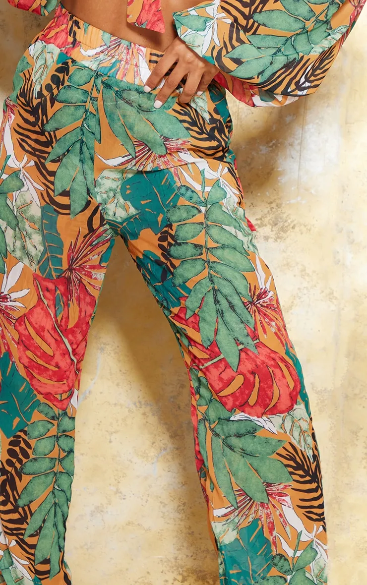 Orange Big Leaf Wide Leg Beach Trousers sold by Pretty Little Thing product image thumbnail 4