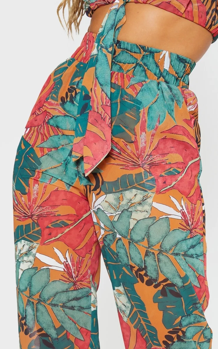 Orange Big Leaf Wide Leg Beach Trousers sold by Pretty Little Thing product image thumbnail 5