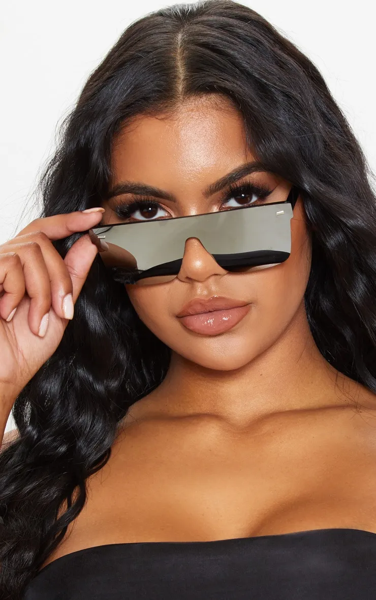 Silver Oversized Resin Frame Fade Lens Sunglasses sold by Pretty Little Thing