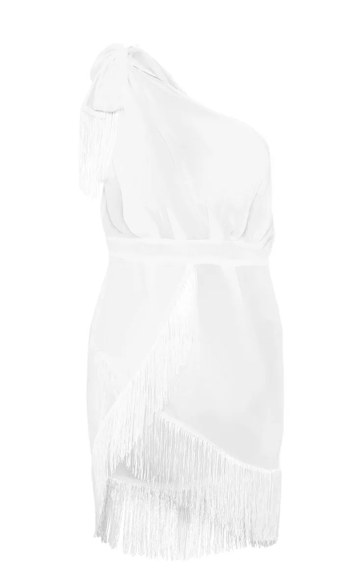 White Asymmetric Fringe Beach Dress sold by Pretty Little Thing product image thumbnail 3