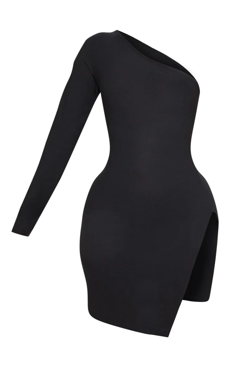 Shape Black One Shoulder Split Bodycon Dress sold by Pretty Little Thing product image thumbnail 3