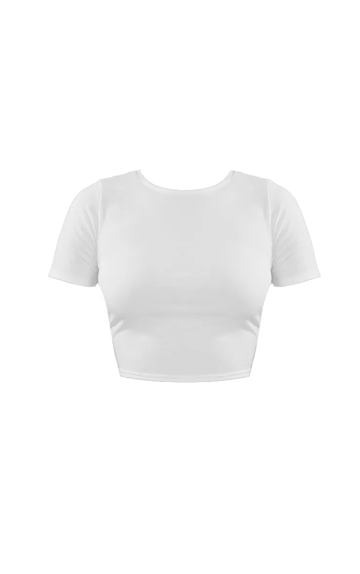 Tall White Short Sleeve Crop Top sold by Pretty Little Thing product image thumbnail 5