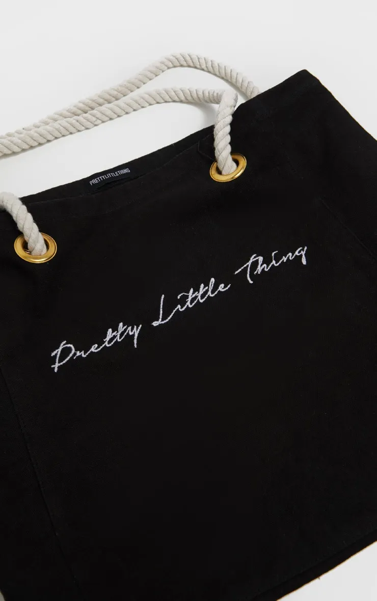 PRETTYLITTLETHING Black Cotton Beach Bag sold by Pretty Little Thing product image thumbnail 2