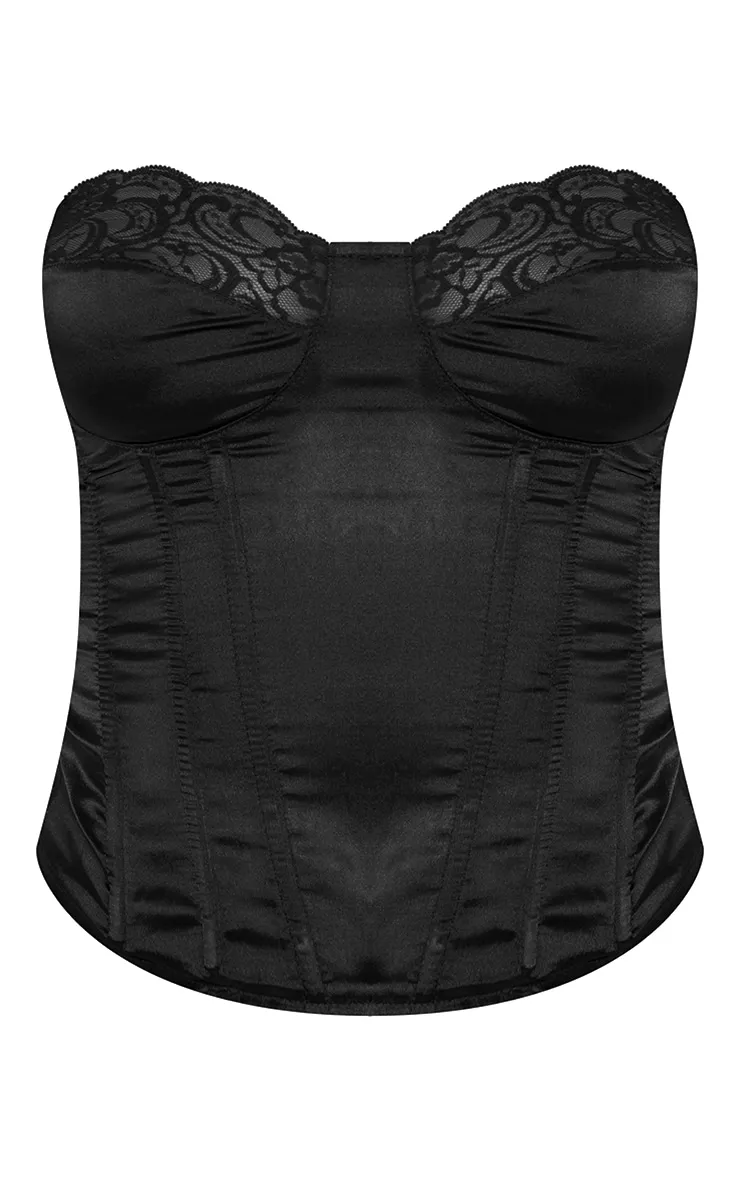 Black Lace Trim Satin Corset sold by Pretty Little Thing product image thumbnail 4