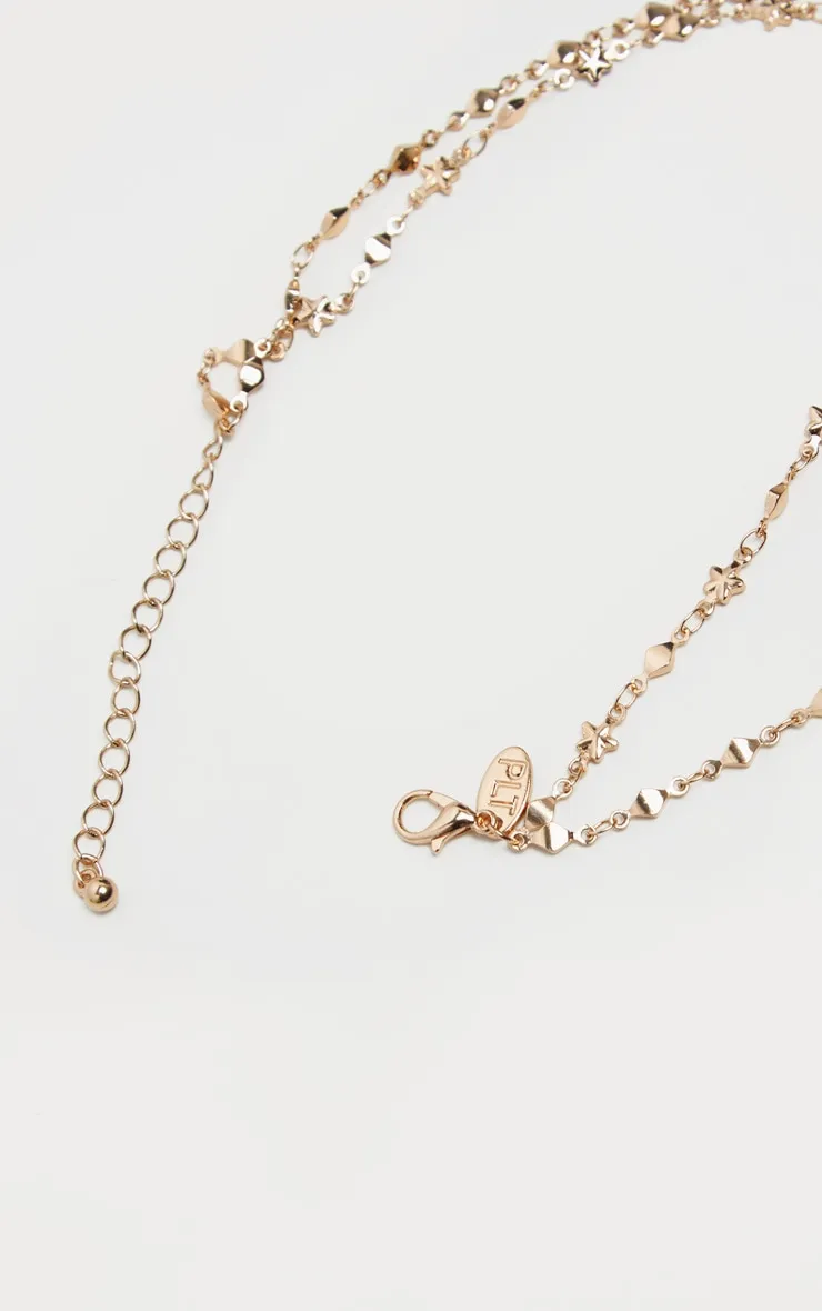 Gold Double Layer Stars And Diamante Chain Anklet sold by Pretty Little Thing product image thumbnail 4