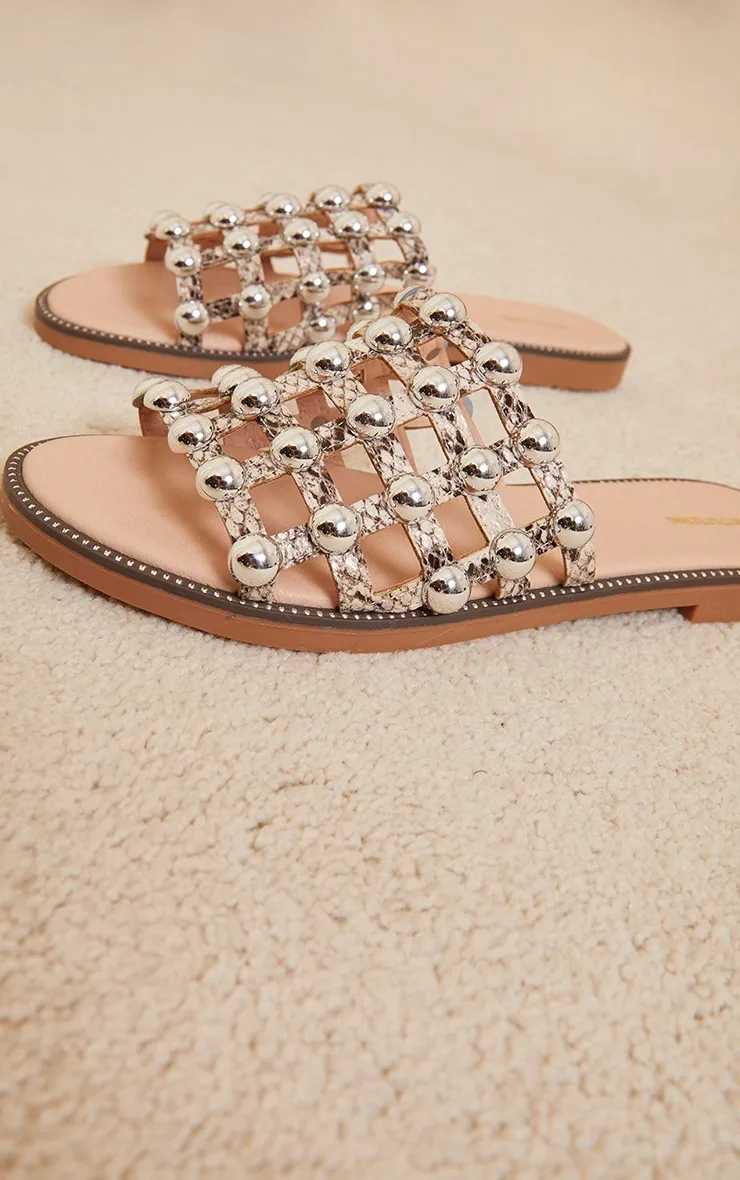 Snake Alisa Large Studded Sliders sold by Pretty Little Thing product image thumbnail 4