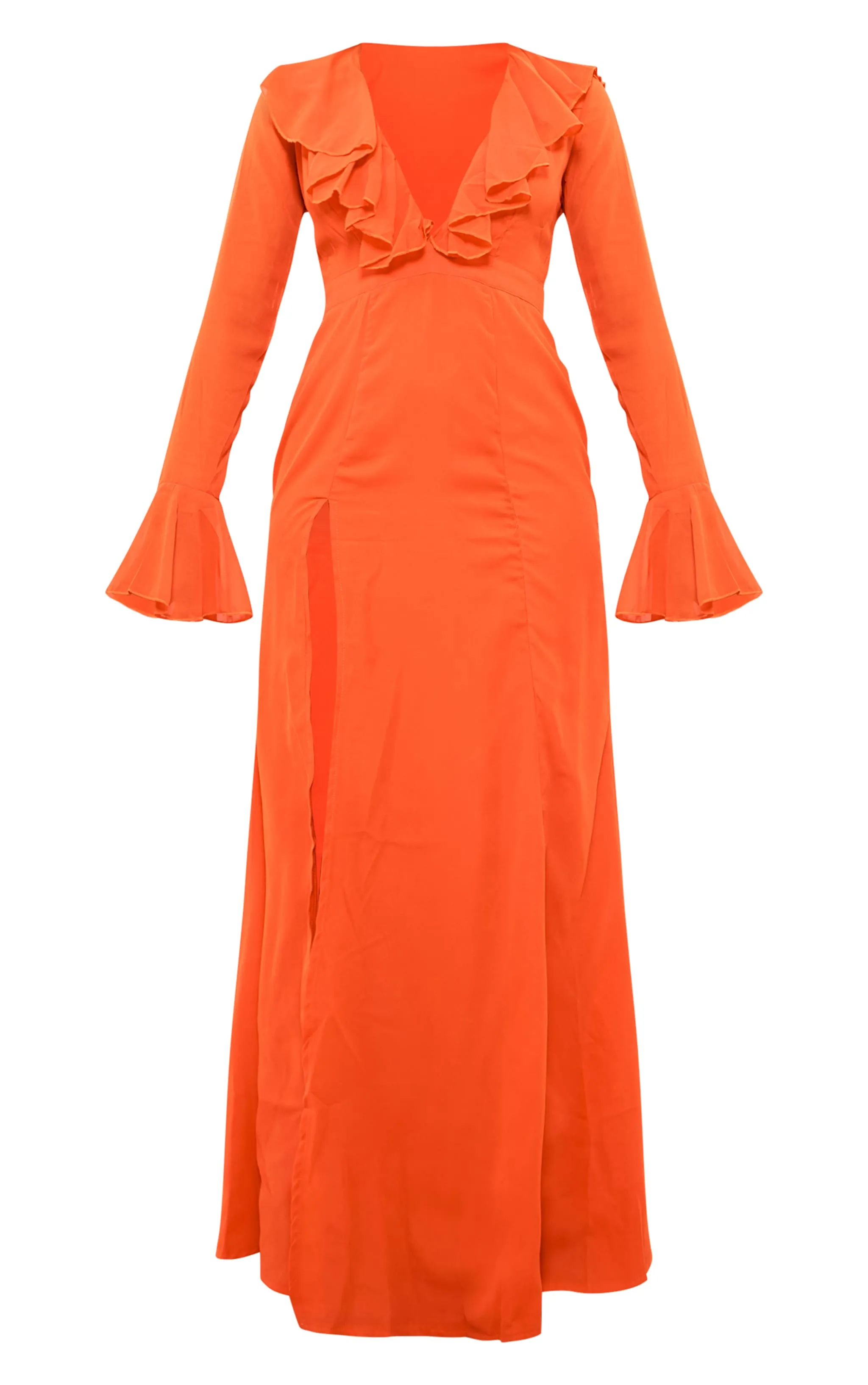 Bright Orange Plunge Frill Maxi Dress sold by Pretty Little Thing product image thumbnail 5