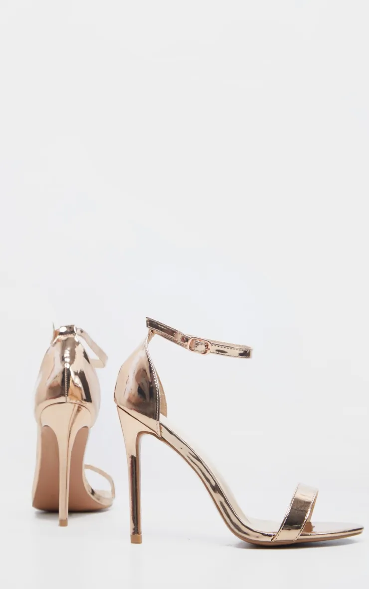 Clover Metallic Rose Gold Strap Heeled Sandal sold by Pretty Little Thing product image thumbnail 3