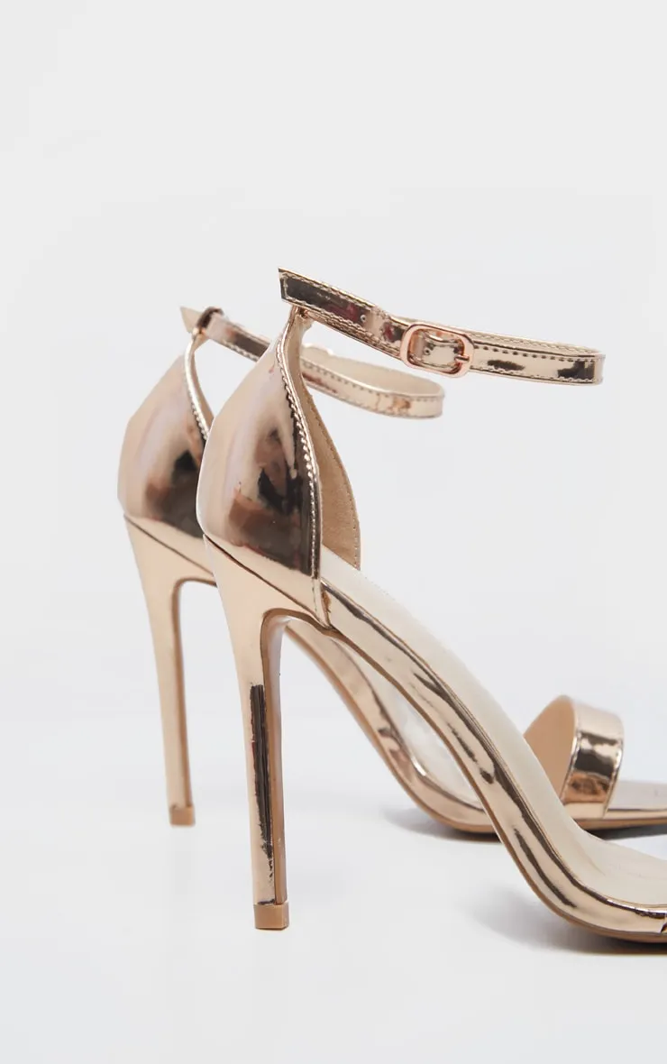 Clover Metallic Rose Gold Strap Heeled Sandal sold by Pretty Little Thing product image thumbnail 4