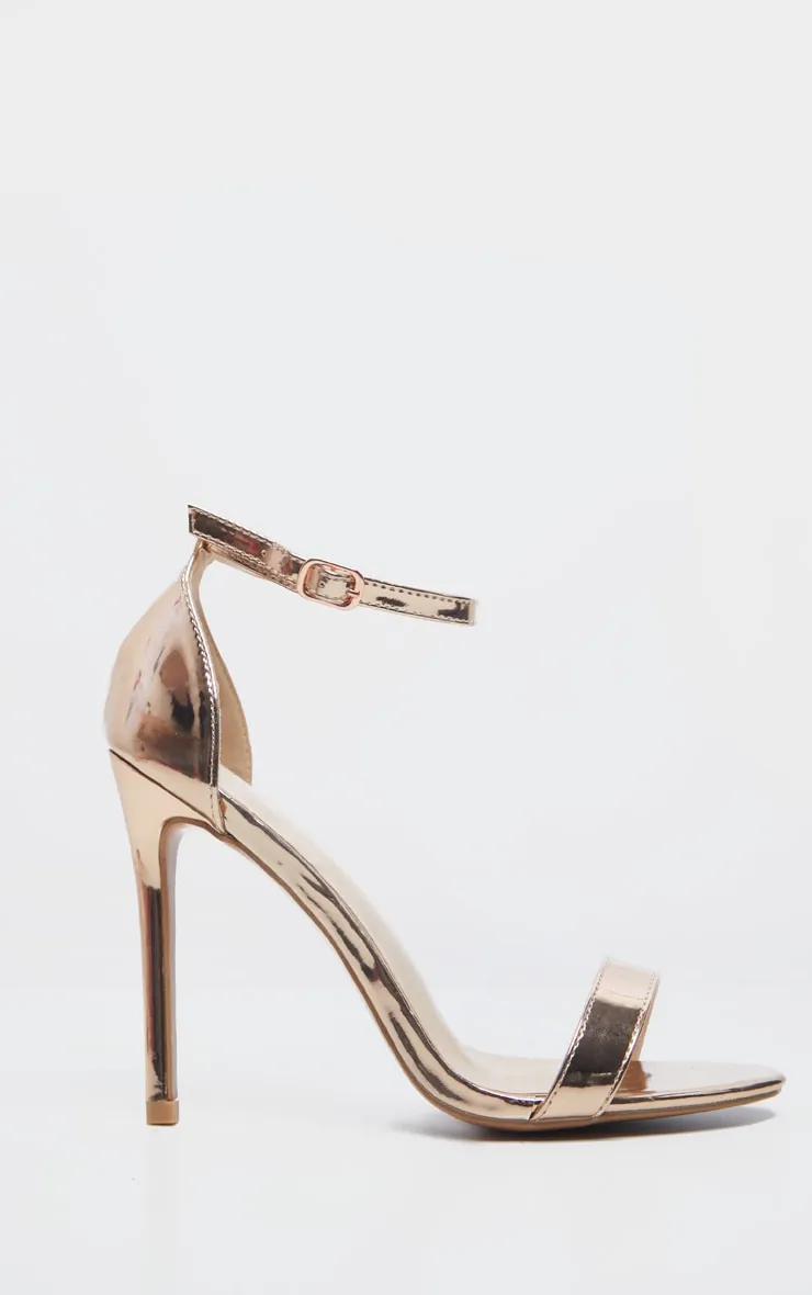 Clover Metallic Rose Gold Strap Heeled Sandal sold by Pretty Little Thing product image thumbnail 5