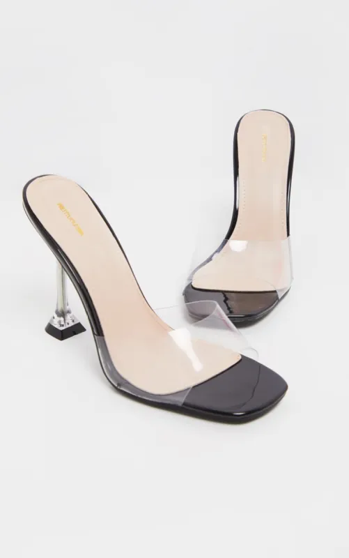 Black Clear Heel Mule Sandals sold by Pretty Little Thing