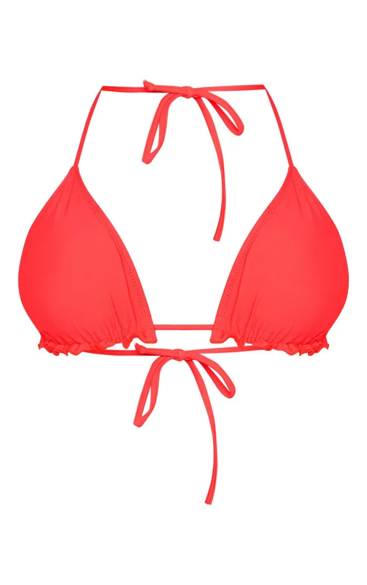 Neon Coral Frill Edge Padded Bikini Top sold by Pretty Little Thing product image thumbnail 3