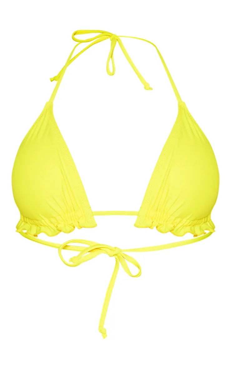 Yellow Frill Edge Padded Bikini Top sold by Pretty Little Thing product image thumbnail 3