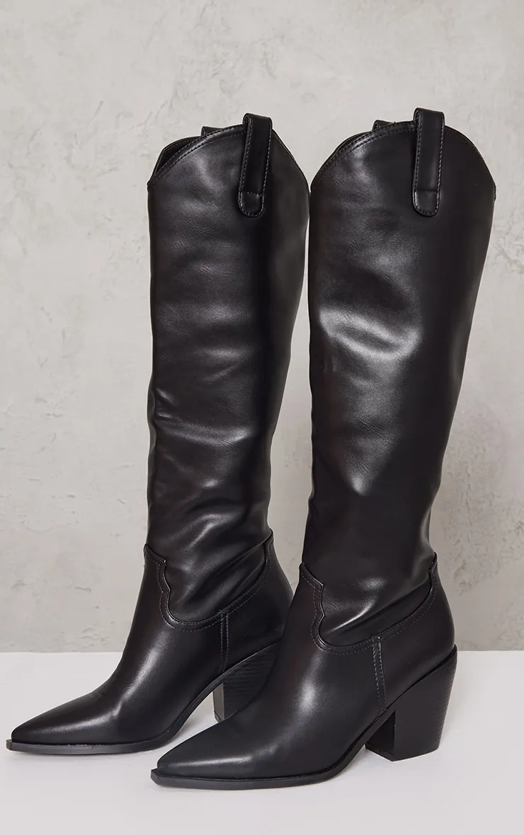 Black Mid Calf Western Boots sold by Pretty Little Thing product image thumbnail 3