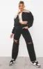 PRETTYLITTLETHING Washed Black Knee Rip Boyfriend Jeans sold by Pretty Little Thing
