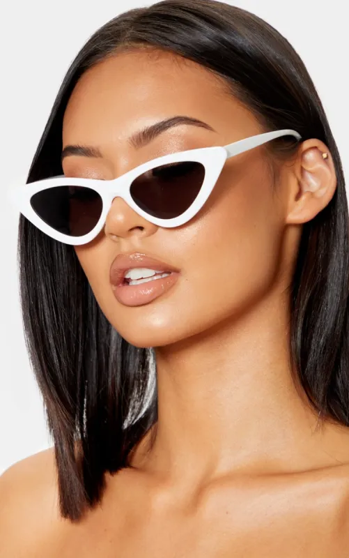 White Retro Cat Eye Sunglasses sold by Pretty Little Thing