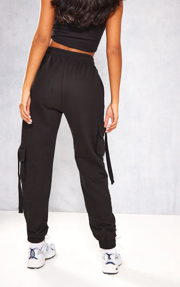 Tall Black Cargo Detail Casual Joggers sold by Pretty Little Thing product image thumbnail 3