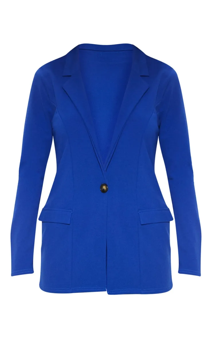 Blue Fitted Button Detail Crepe Blazer sold by Pretty Little Thing product image thumbnail 3