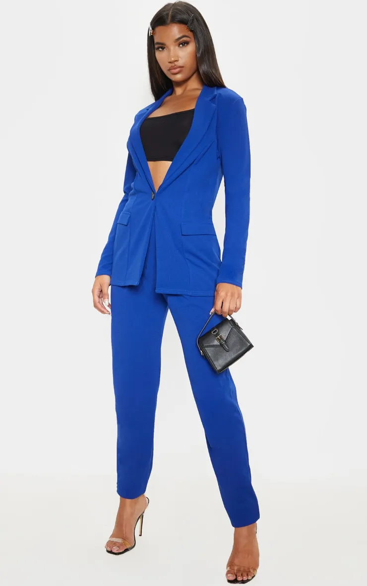 Blue Fitted Button Detail Crepe Blazer sold by Pretty Little Thing product image thumbnail 4
