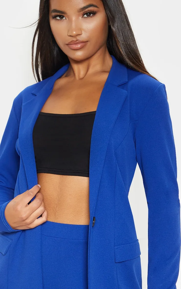 Blue Fitted Button Detail Crepe Blazer sold by Pretty Little Thing product image thumbnail 5