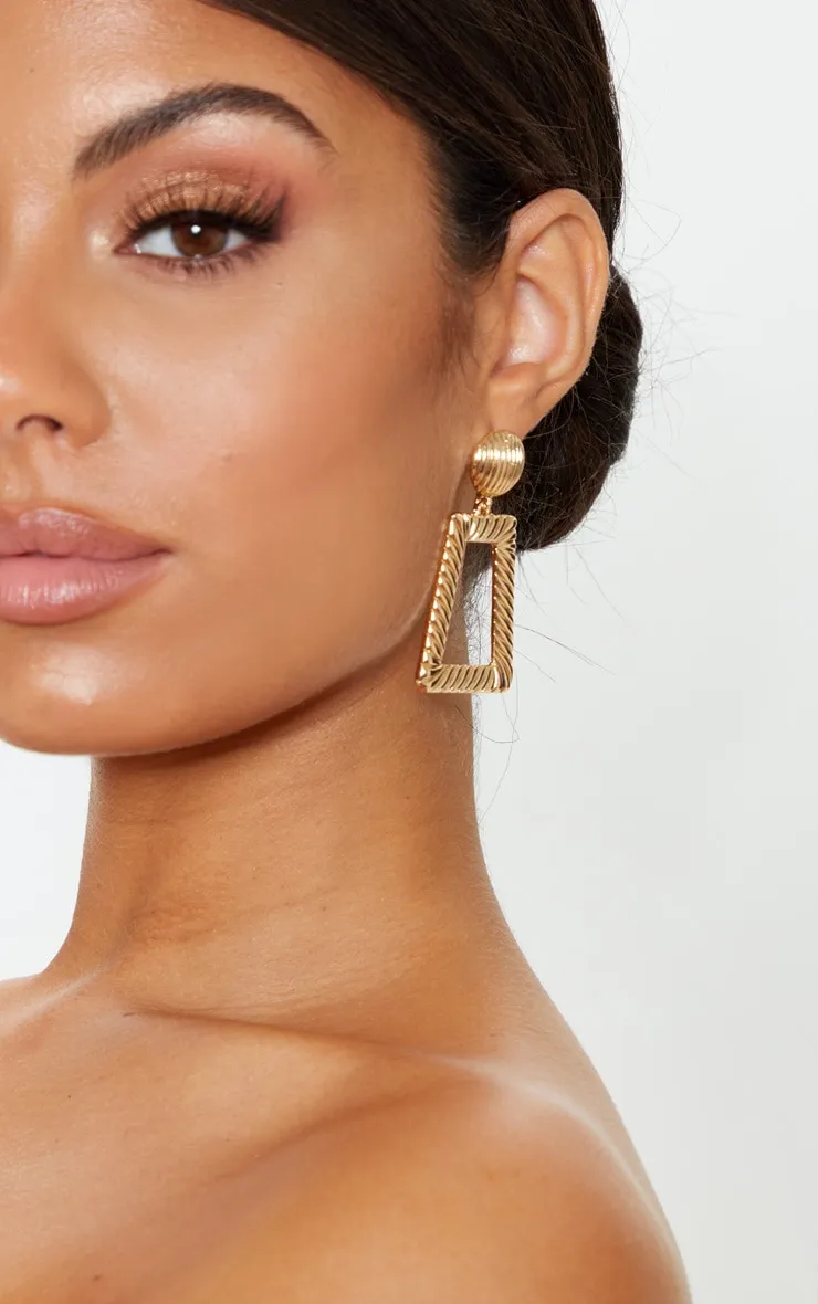 Gold Circle Stud Small Line Effect Door Knocker Earring sold by Pretty Little Thing