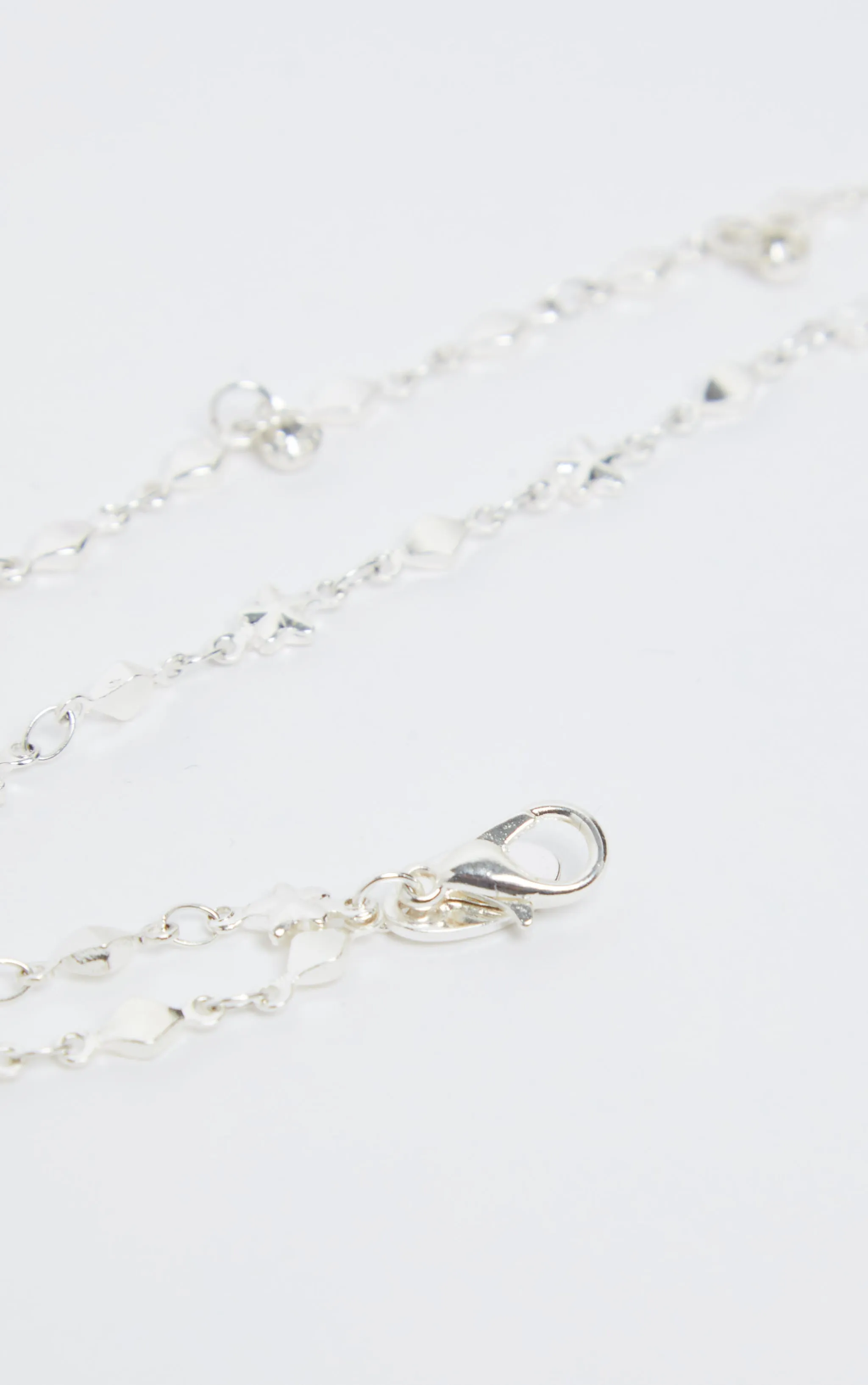 Silver Double Layer Stars And Diamante Chain Anklet sold by Pretty Little Thing product image thumbnail 3